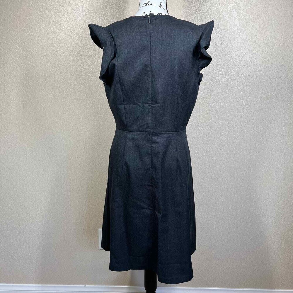LOFT Women 10 Dress Charcoal Gray Twill Flutter Sleeve Sheath Office business - Picture 8 of 16